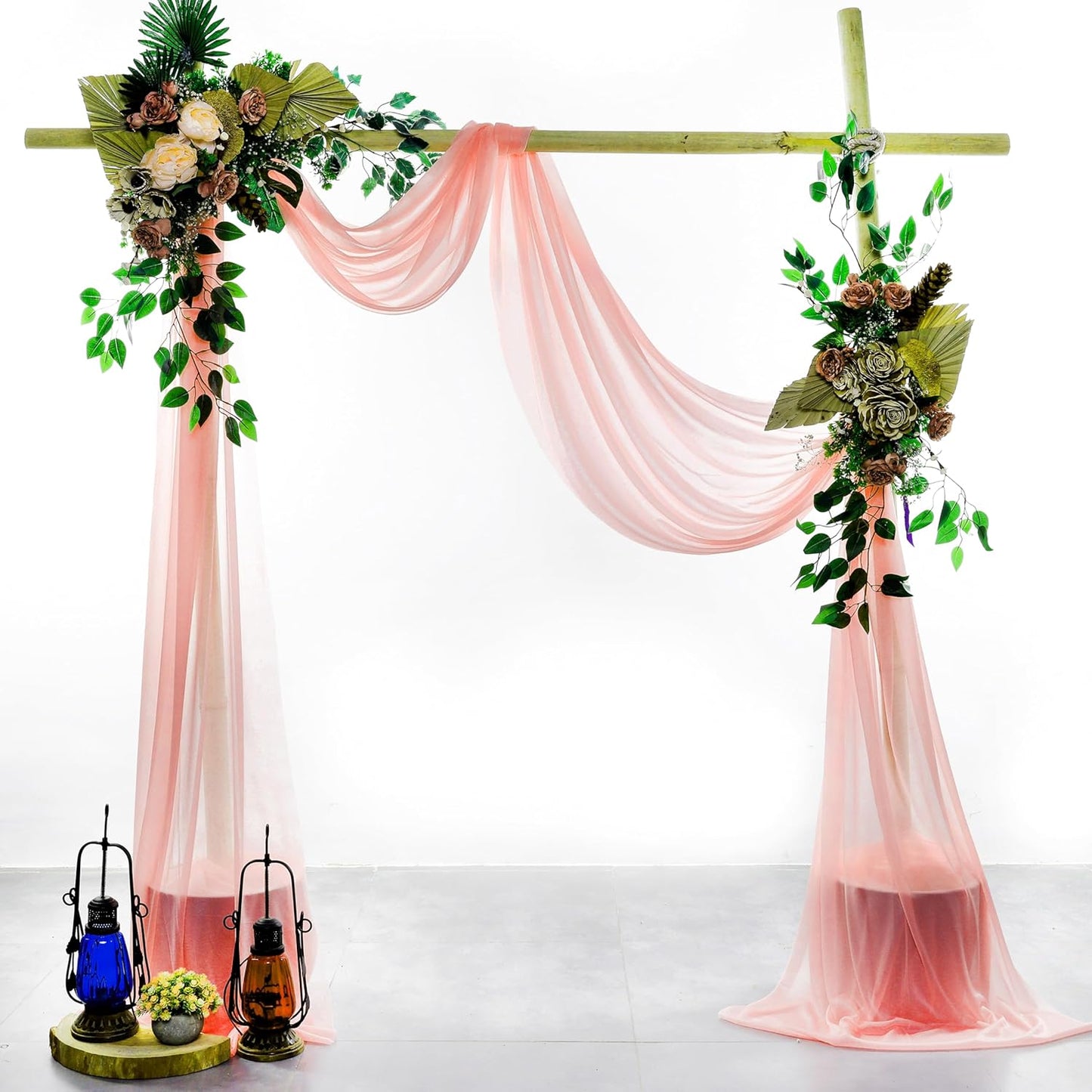 VDS Pack of 1 Panel (30 Inch X 50 Feet) Wedding Arch Draping Fabric Sheer Chiffon Fabric Drapery for Wedding Ceremony Reception Swag Backdrop Canopy Chuppah ARBO Altars Decoration (Peach)