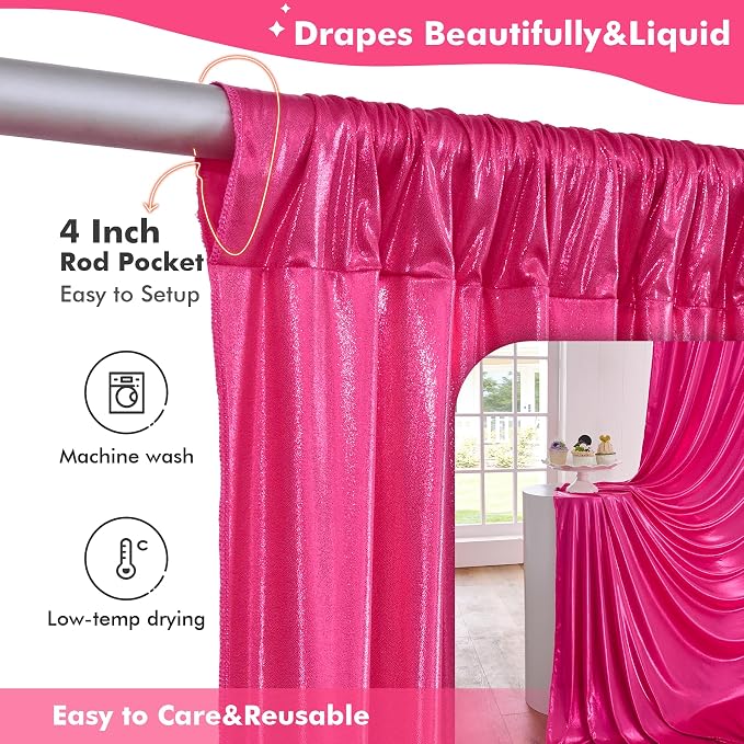 40x10ft Shimmer Hot Pink Sequin Backdrop Curtain - Image 5