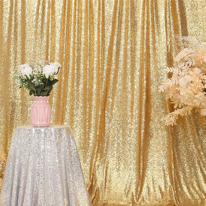 Eternal Beauty Gold 3mm Sequin Backdrop 7x7 Ft - Image 4