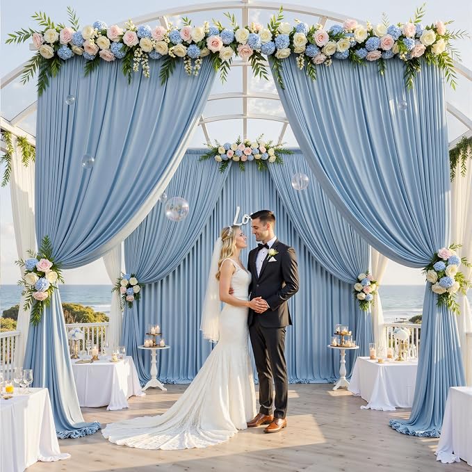 50ft×12ft Dusty Blue Backdrop Curtains - Image 6
