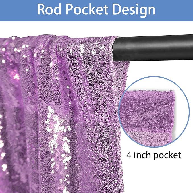 Hahuho Lavender Sequin Backdrop Curtain, Party Decoration（4 Panels, 2FT x 8FT - Image 5