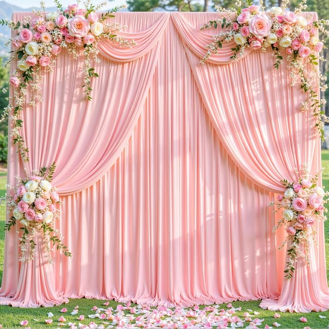 6 Panels Blush Pink Backdrop Curtains - Image 3