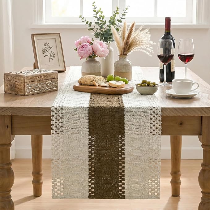 Artoid Mode Coffee Farmhouse Rustic Table Runner 12x108 Inch | Seasonal Holiday - Image 2