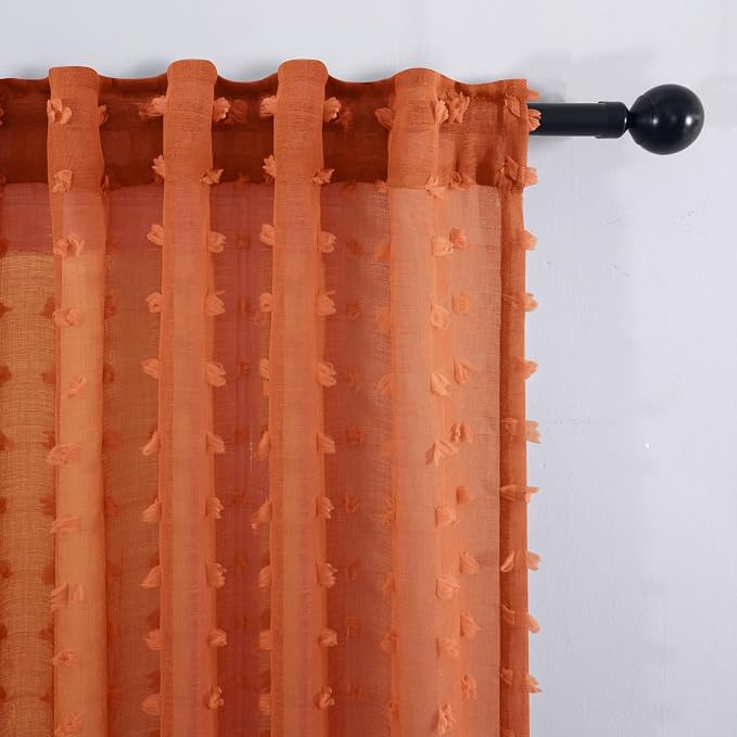 KOUFALL Orange Boho Curtains 63 Inch Length - Image 7