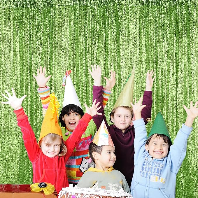 Sugargirl Apple Green Sequin Backdrop Curtain 4FTx8FT Glitter Apple Green - Image 7
