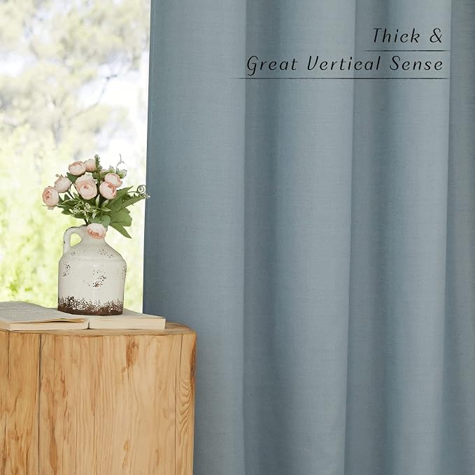 NICETOWN Stone Blue Thick Linen Curtains - Image 3