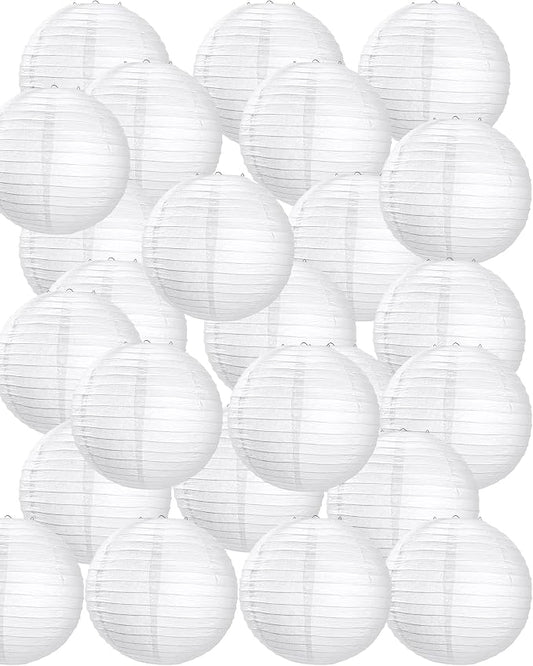 Treela 30 Pack White Chinese Japanese Paper Lanterns Decorative Hanging Round by Treela