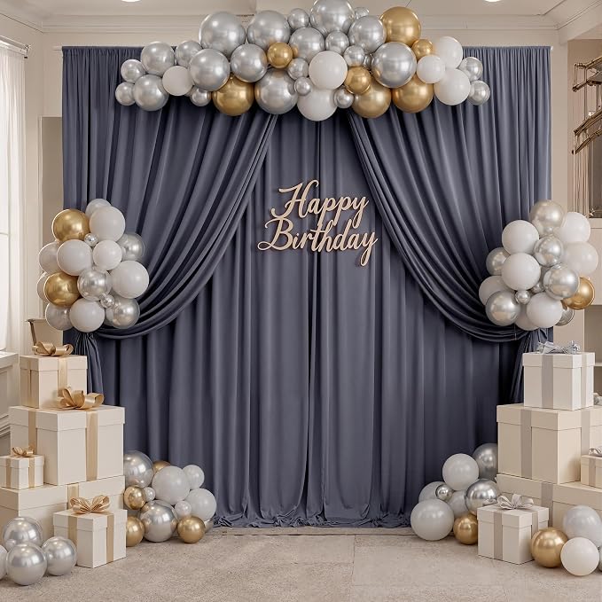20ft x 10ft Wrinkle Free Charcoal Backdrop Curtain - Image 5