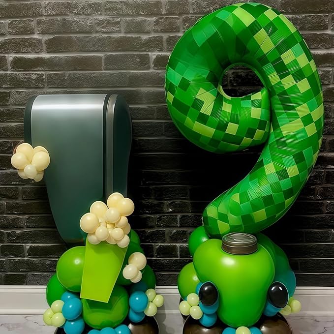 Number 10th Birthday Balloon Lime Green Pixel, 40 Inch Large Dark Kelly Green - Image 4