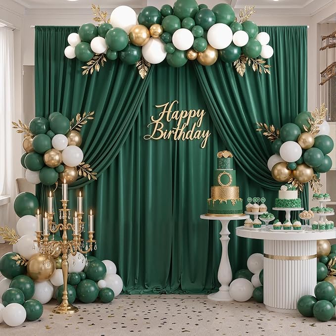 40ft x 10ft Wrinkle Free Hunter Green Backdrop Curtains - Image 6