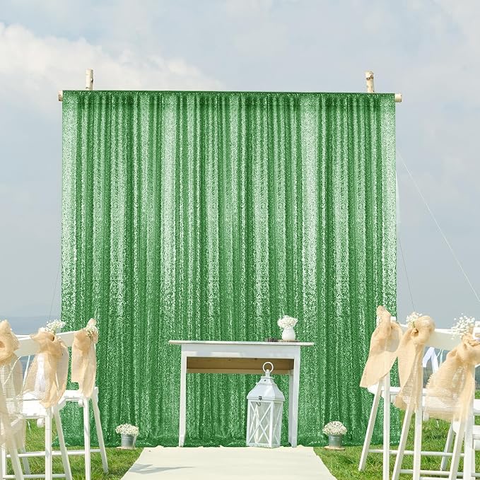 4×8FT-2PCS Grass Green Sequin Backdrop Curtains Panels, Photography Backdrop - Image 4