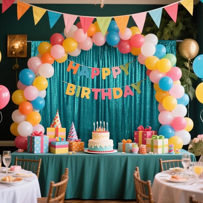 SquarePie 10x10ft Teal Sequin Backdrop, High Density Non-Transparent Glitter - Image 4