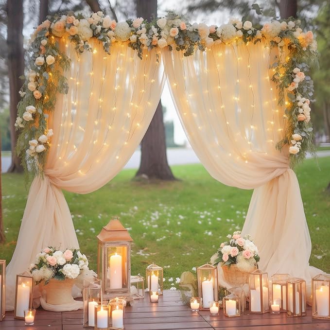 10x8ft Champagne Tulle Backdrop Curtain - Image 8