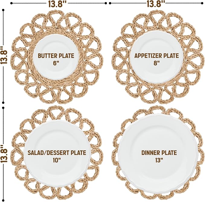 13.8" Corn Husk Woven Round Placemats Set of 4 - Image 2