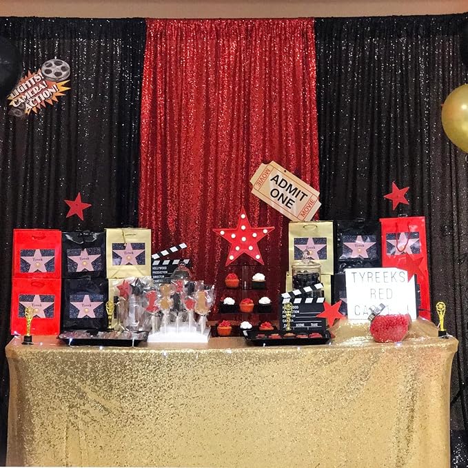 JYFLZQ Black Sequin Backdrop Curtains 2ft x 8ft 2 Panels Halloween Backdrop - Image 4