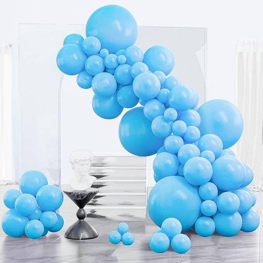 PartyWoo Light Blue Balloons 152pcs Baby Pastel Blue Color Different Sizes | 18 by PartyWoo