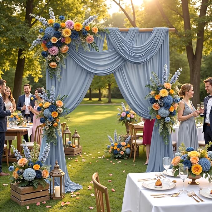 30ft×12ft Wrinkle Free Dusty Blue Backdrop Curtain - Image 5