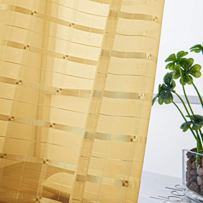 SpaceDresser Check Sheer Curtains 84 Inches Long - Image 2