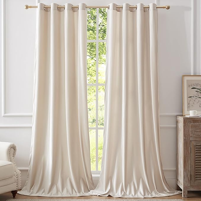 Luxury Cream Ivory Velvet Curtain Drapes by ModernShinyVelvetCurtains