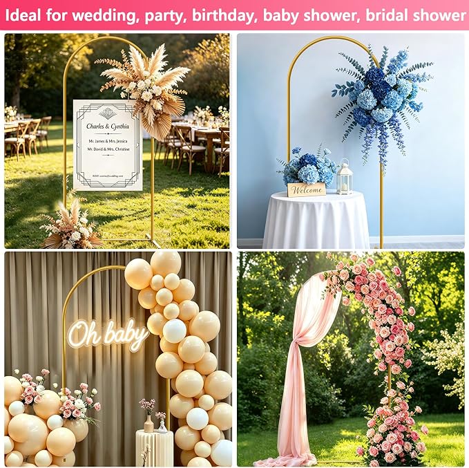 6 FT Metal Arch Backdrop Stand, Party Balloon Arch Stand | Dustproof caps - Image 6