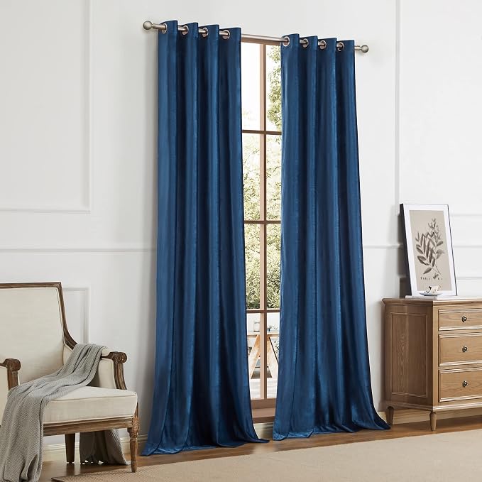 BULBUL Velvet Navy Blue Blackout Curtains 96 inches - Image 7