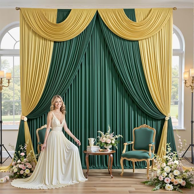 50×12ft Wrinkle Free Hunter Green Backdrop Curtain - Image 8