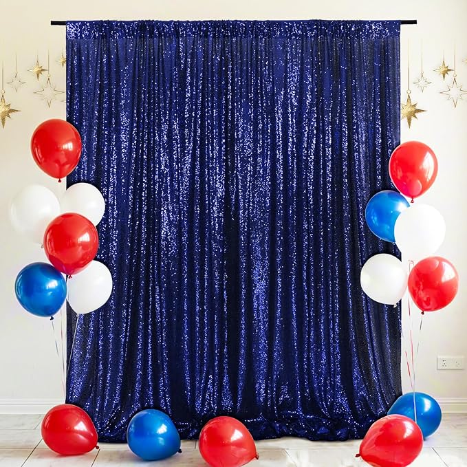 Eternal Beauty Navy Blue 3mm Sequin Backdrop 5x7 Ft - Image 2