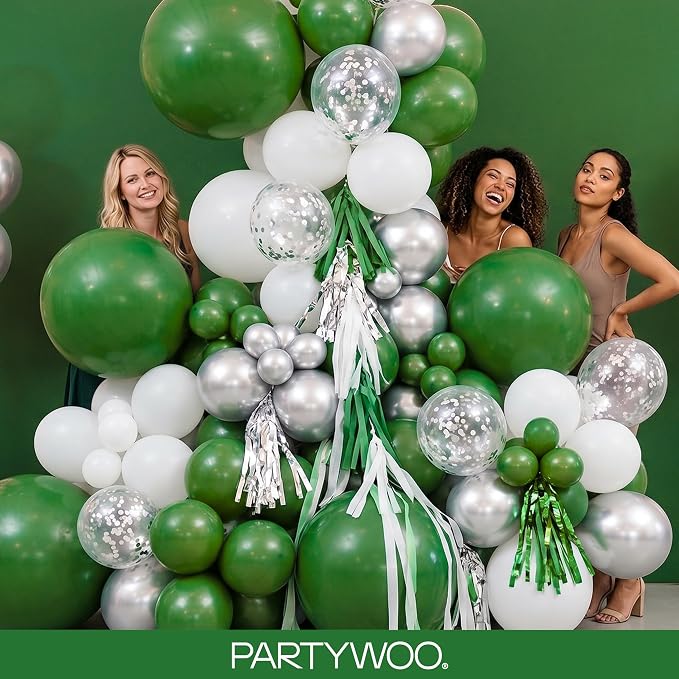 PartyWoo Dark Green Balloons 140pcs Emerald Hunter Forest Green Color | - Image 5