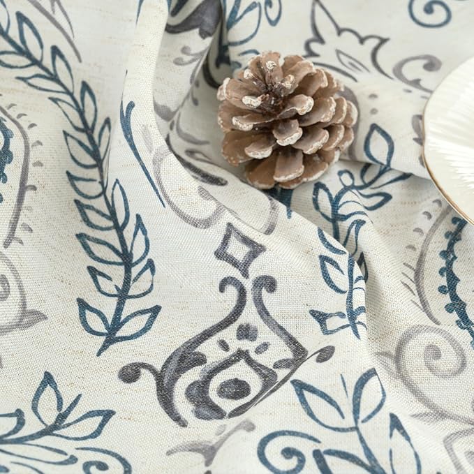 Linen Curtains 72 inches Long for Living Room, Printed Linen Curtains Grommet - Image 5