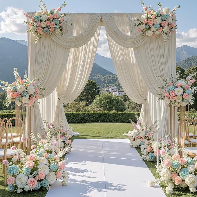 20 ft x 10 ft Wrinkle Free Beige Backdrop Curtain by Outpain