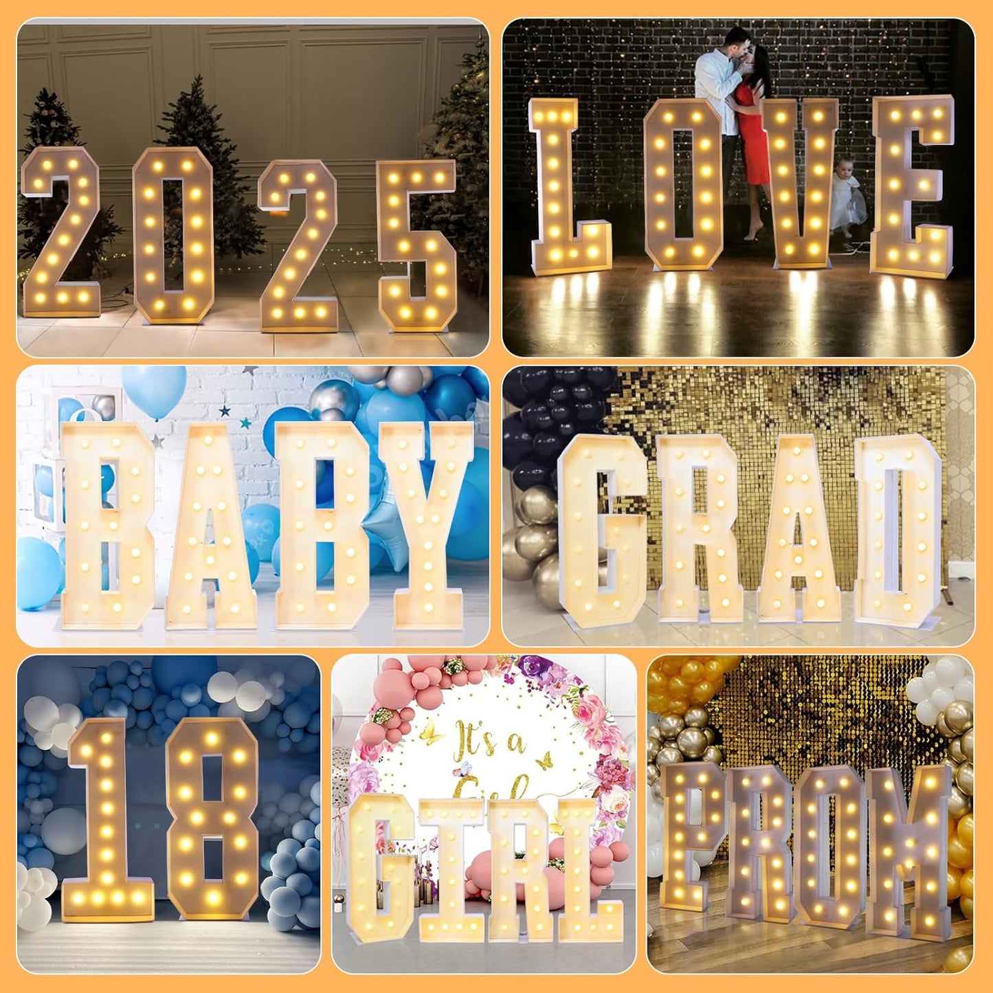 4ft Marquee for Letters, Large Light up Letters, Multifunctional 4ft Light up Letters Marquee for Party Decorations, Letter Balloons, Wedding Decor, Proposal Decorations (Letters H)