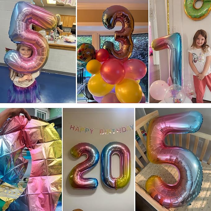 40 Inch Rainbow Number 100 Balloon, Large Foil Mylar Balloons - Image 7