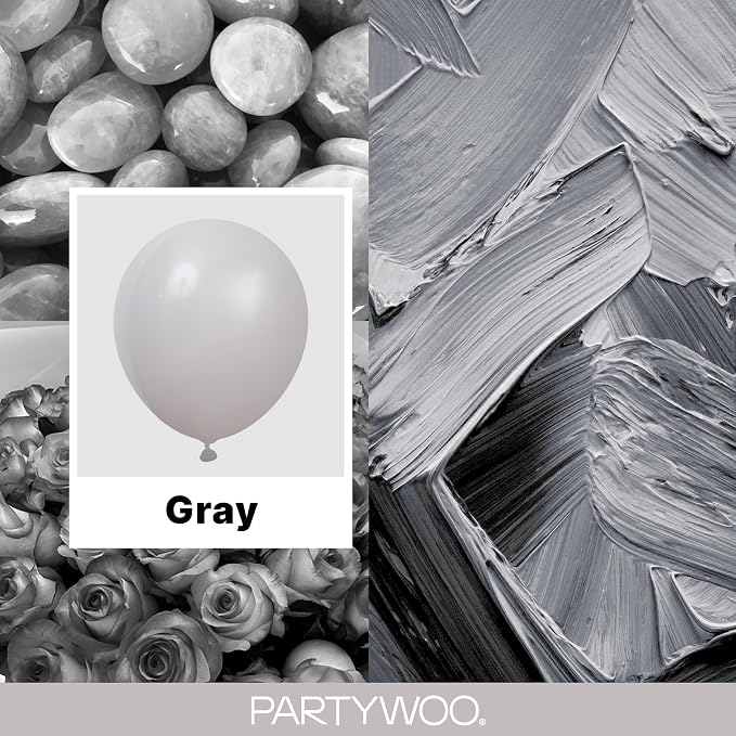 PartyWoo Gray Balloons 152pcs Matte Gray Latex Balloons Different Sizes | 18 12 - Image 2