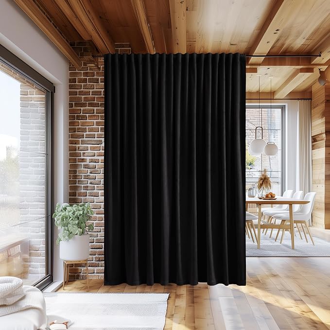 Extra Wide Black Velvet Curtains - Image 5