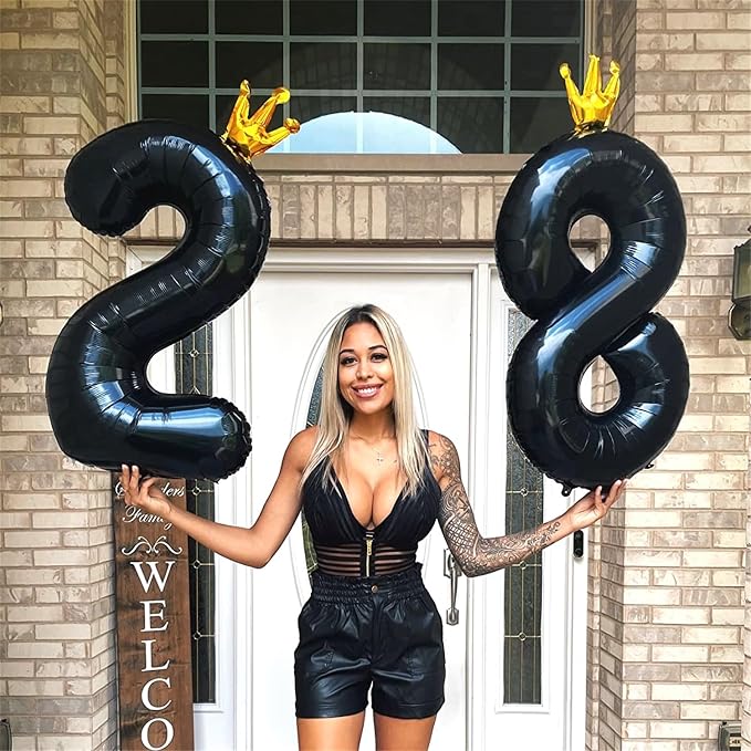 Black Crown Number 7 Balloon, 40 Inch Number 0-9 Set - Image 5