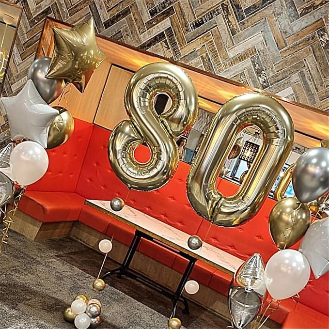 Champagne Gold Balloon Number 5, 40 Inch Large Self Inflating Foil Number - Image 6