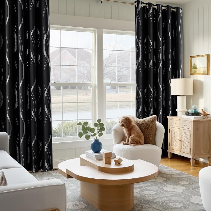 NICETOWN Black Out Floral Curtain Panels 84 inches Long - Image 5