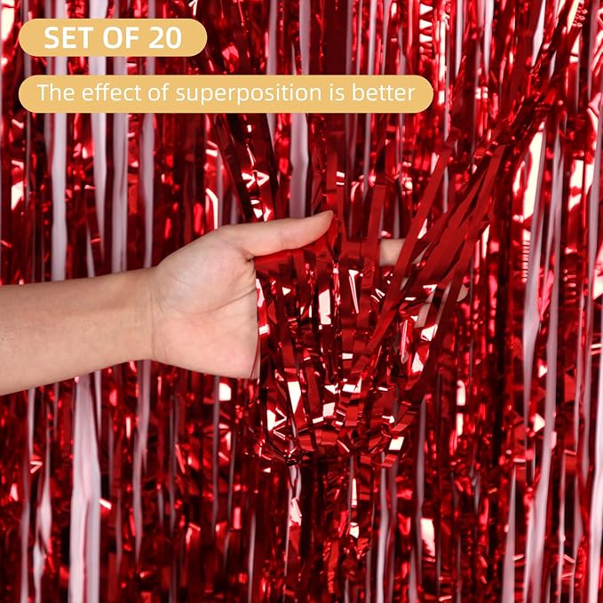 20 Pack Red Foil Fringe Curtains - Image 2