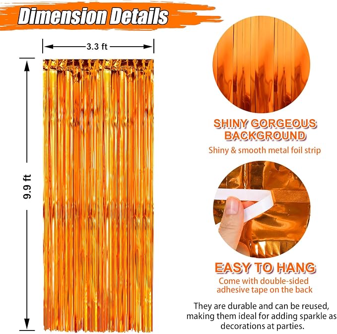 Crosize 4 Pack 3.3 x 9.9 ft Foil Fringe Streamer Backdrop, - Image 2