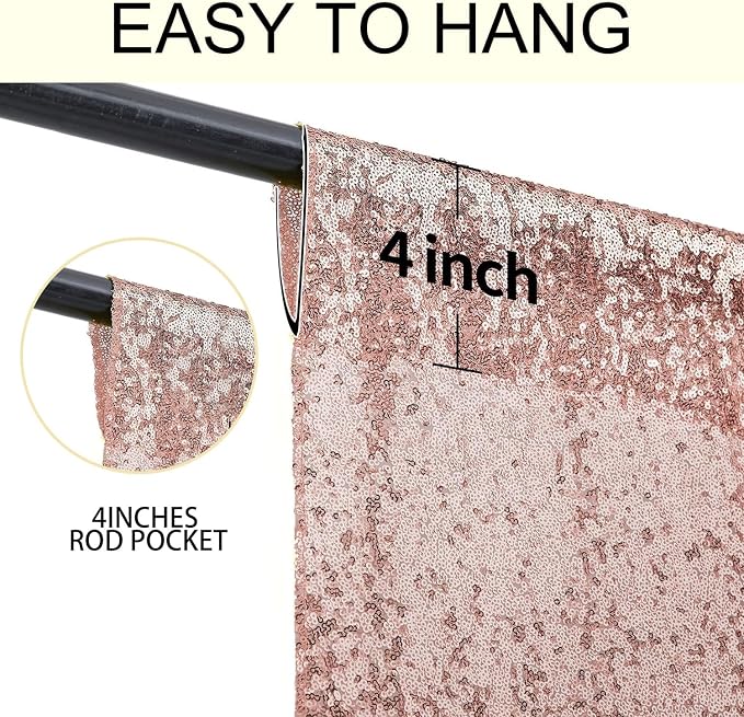 4×8FT-2PCS Rose Gold Sequin Backdrop Curtains Panels, Photography Backdrop - Image 5