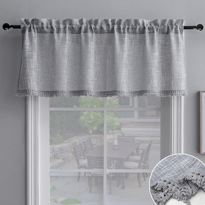 Beda Home Tassel Linen Textured Swag Curtain Valance by BedaHomeBedaLife