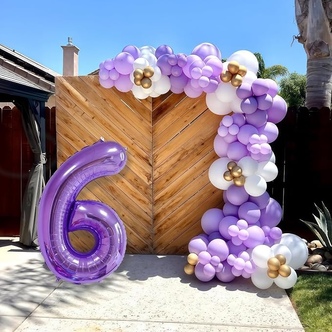 Purple 5 Balloon Number, 40 Inch Number 5 Balloon Big Purple 5 Foil Mylar - Image 3