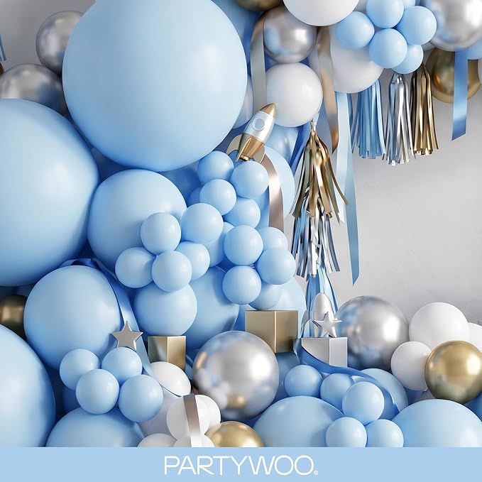 PartyWoo Light Blue Balloons 100pcs Baby Pastel Sky Aqua Blue Color | 18 12 10 - Image 8