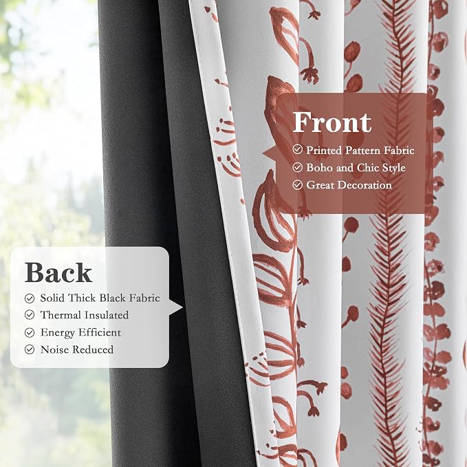 Boho Terracotta Blackout Curtains 84 Inches Long 2 Panels - Image 5