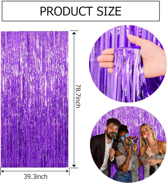20 Pack Purple Backdrop Tinsel Streamers Foil Fringe Backdrop Halloween Party - Image 7