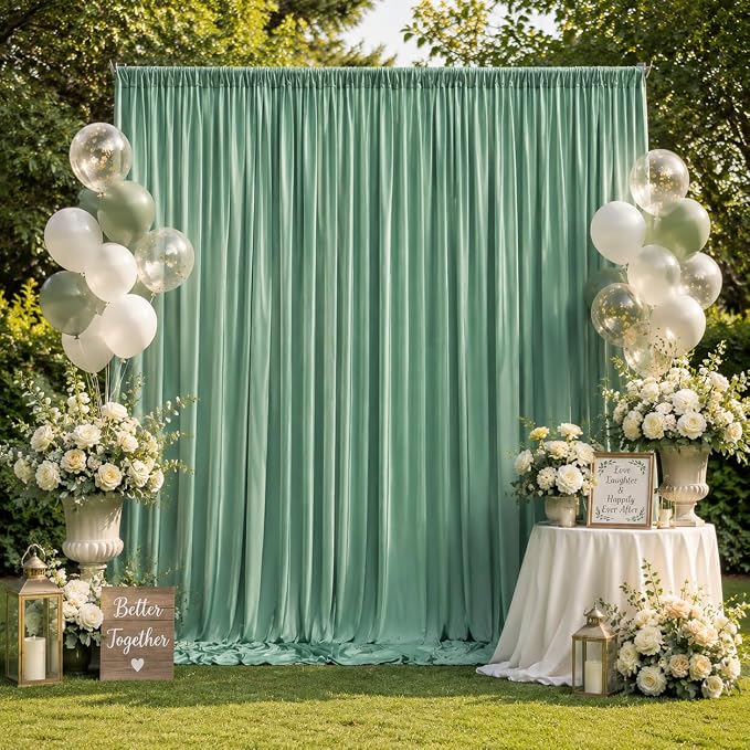 10ft x 15ft Grayish Green Backdrop Curtains - Image 6