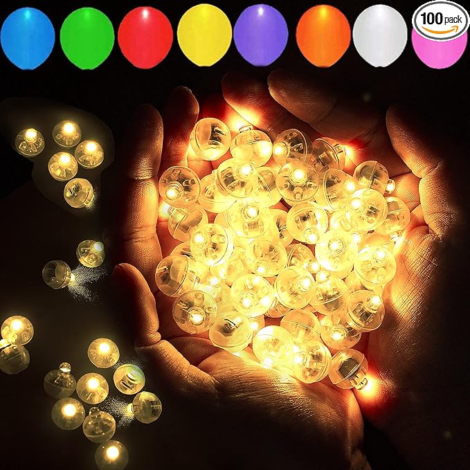 100pcs Warm White LED Balloon Light, Round Led Flash Ball Lamp by Aogist