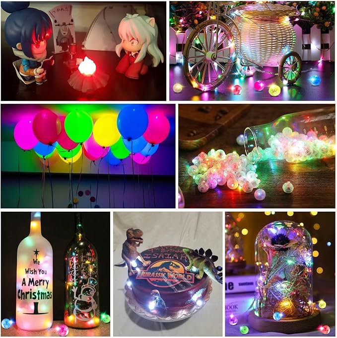 100Pcs Balloon Lights with Hanging Strings, Mini LED Lights Multicolor Flash - Image 5