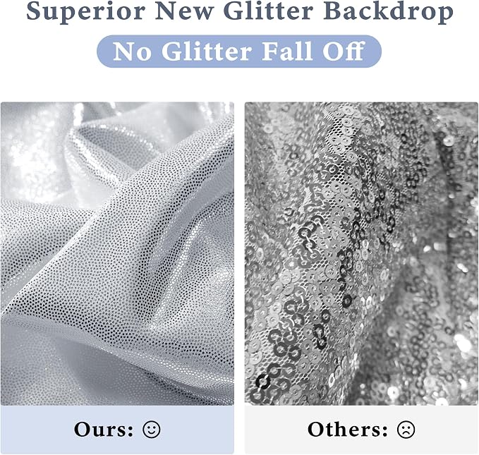 Outpain Thick 20 ft x 10 ft Silver Sequin Backdrop Curtain - Image 2