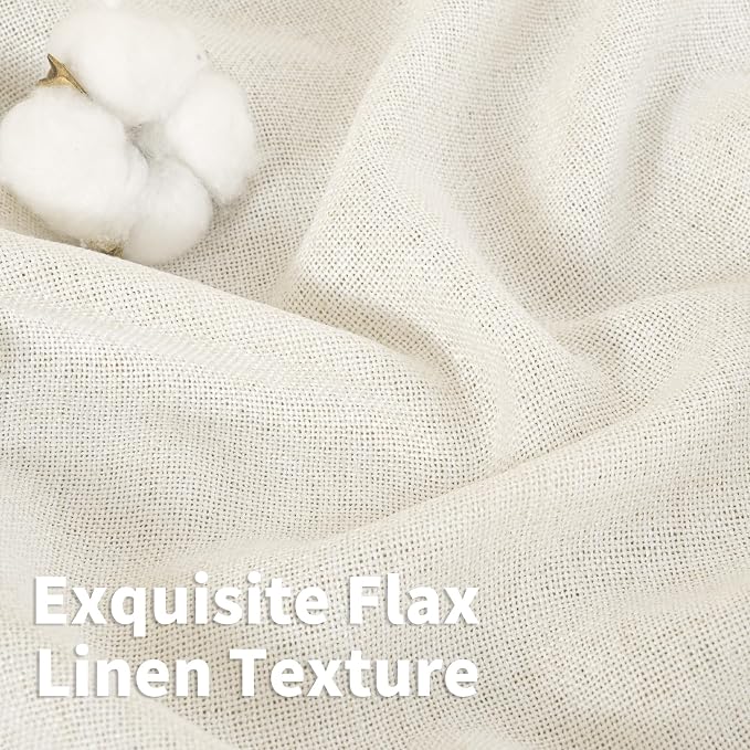 YoungsTex Ivory Linen Curtains 40 Inch Length, Kitchen Window Drapes Light - Image 3
